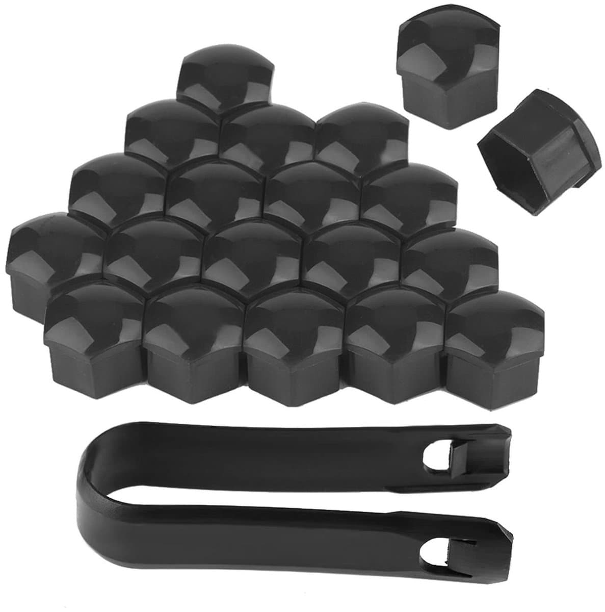 Shopcentral - Car Wheel Nut Caps - 20pcs Beschermende Doppen - Universeel en Stijlvol - Grijs - Dustproof - Voor 19mm Bevestigingen - Geschikt voor Auto's
