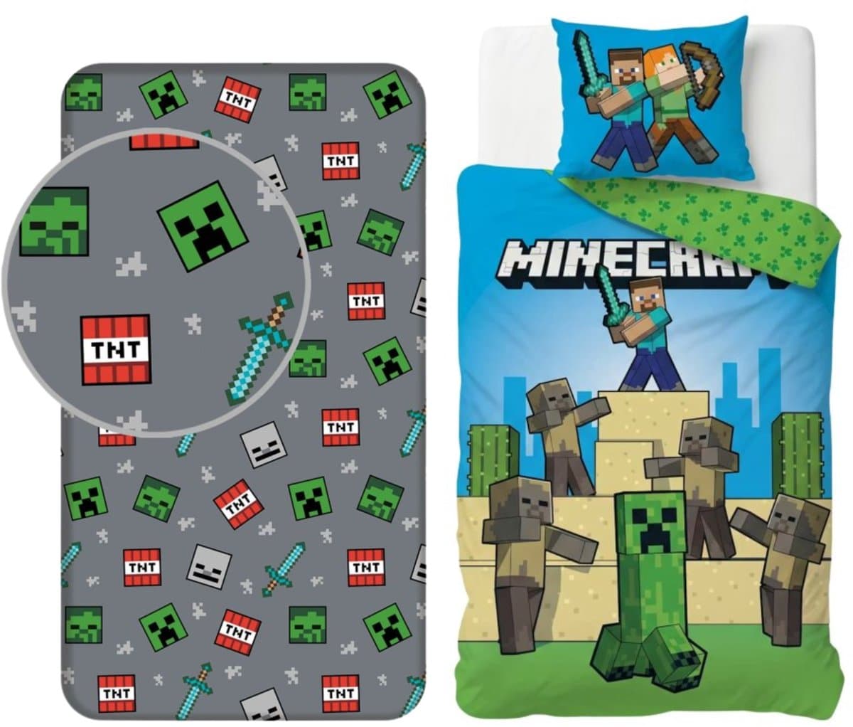Minecraft Dekbedovertrek + Hoeslaken