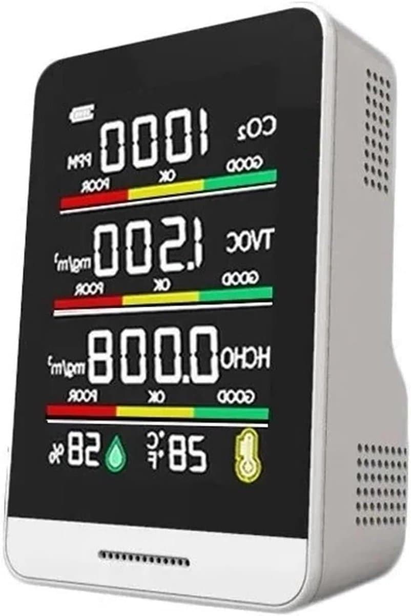 Luchtkwaliteit Monitor - CO2 Detector - Binnenmilieu Meten - Intelligent Kleurenscherm - 10x10x10 mm - One Color