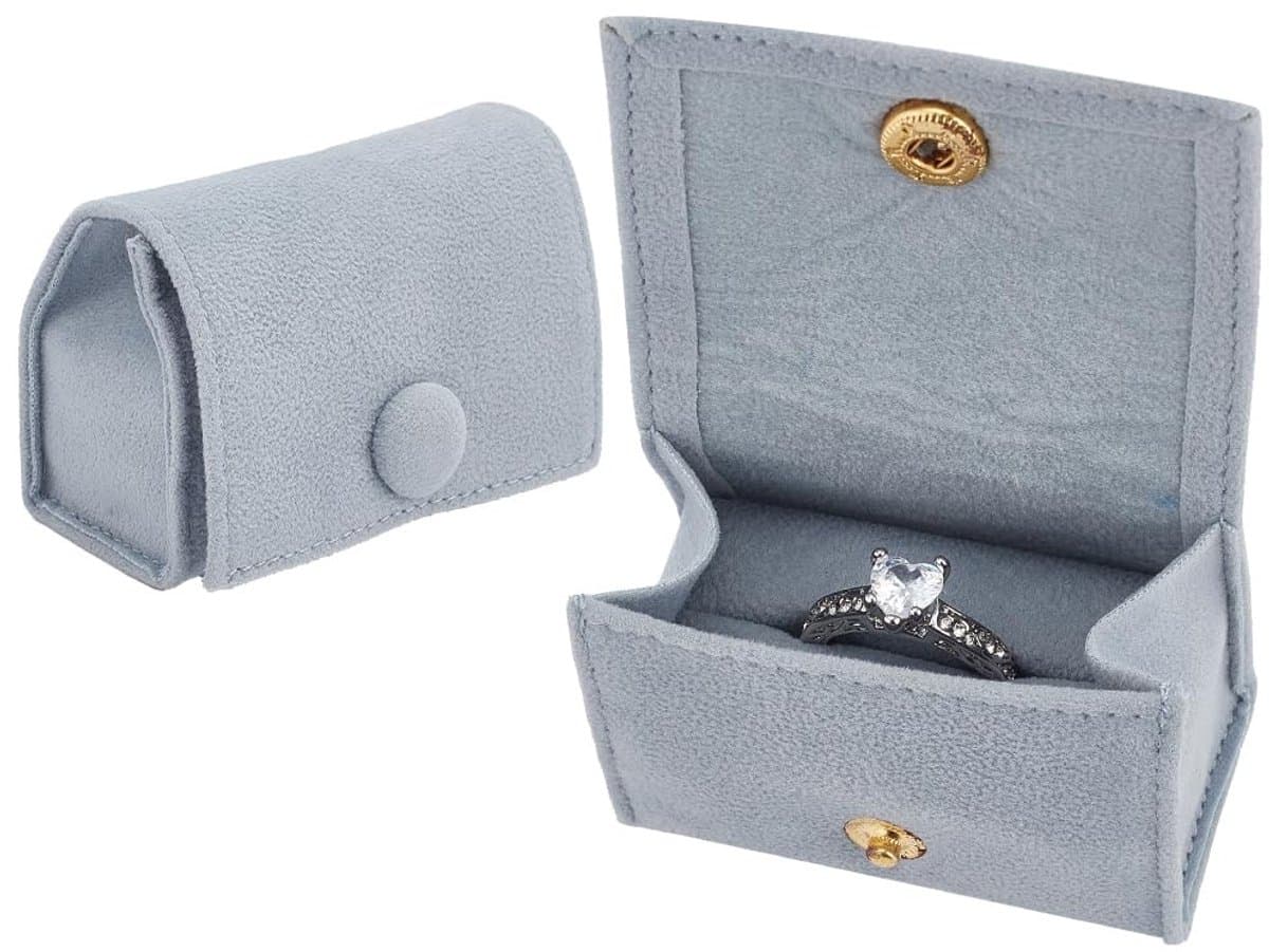 NTH products- Ring Pouch Zilver - 2 Stuks - Microfiber - Draagbare Opbergzakken - Drukknop - Compacte Afmetingen 6,05 x 3 cm - Sieradenzakje