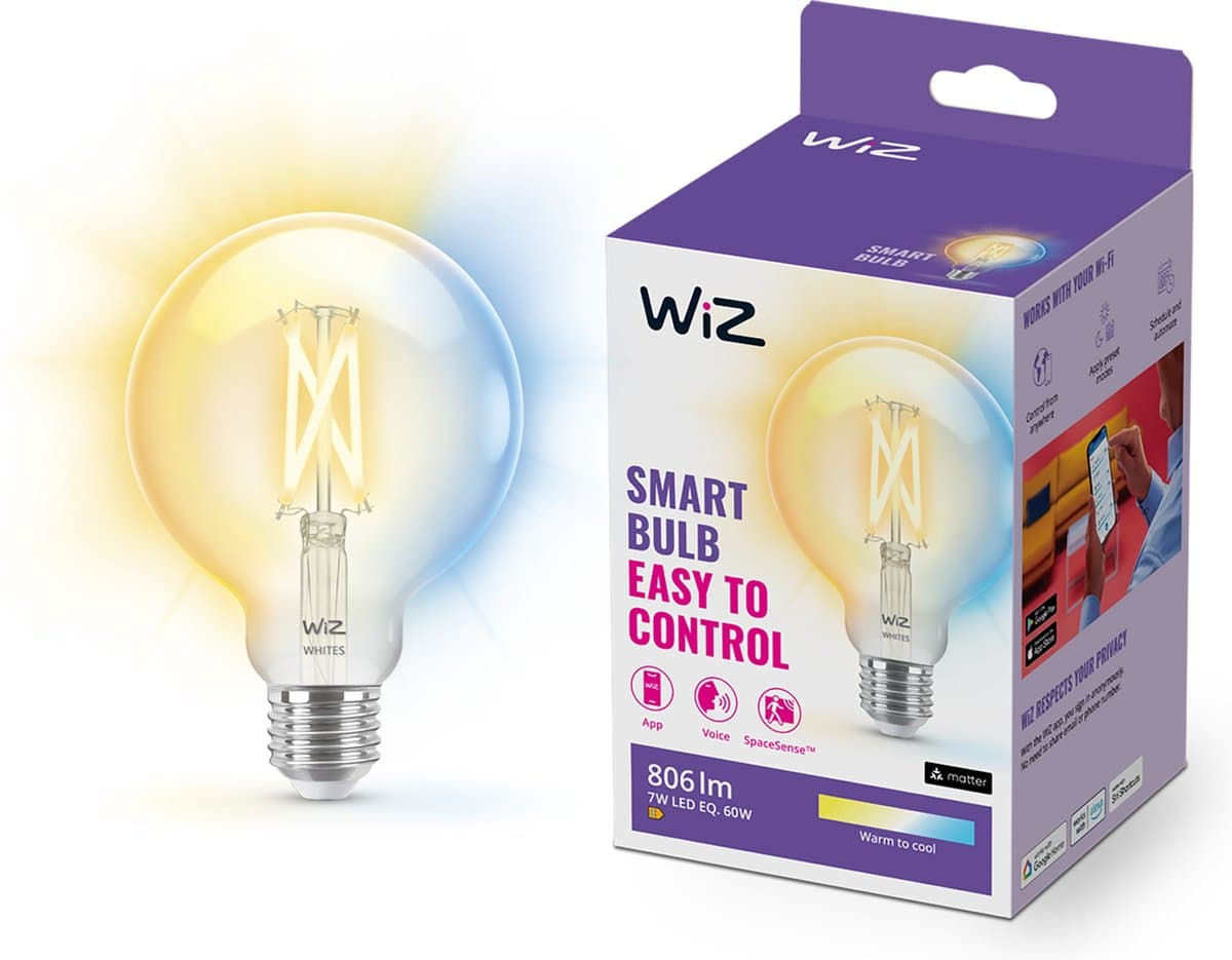 WiZ Globe Filament - Warm tot Koelwit Licht - E27 - Transparant