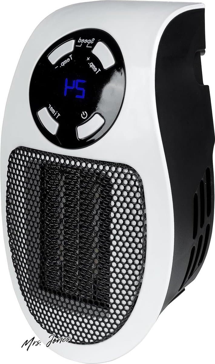 Mrs. Jones Stekkerkachel GSH 500 K mini - 230 V 500 W verwarmingsvermogen 2846 m³/h ventilatorvermogen PTC-keramisch verwarmingselement 90° draaib. netstekker timerfunctie LED-display regelbare - Verwarmingselement .