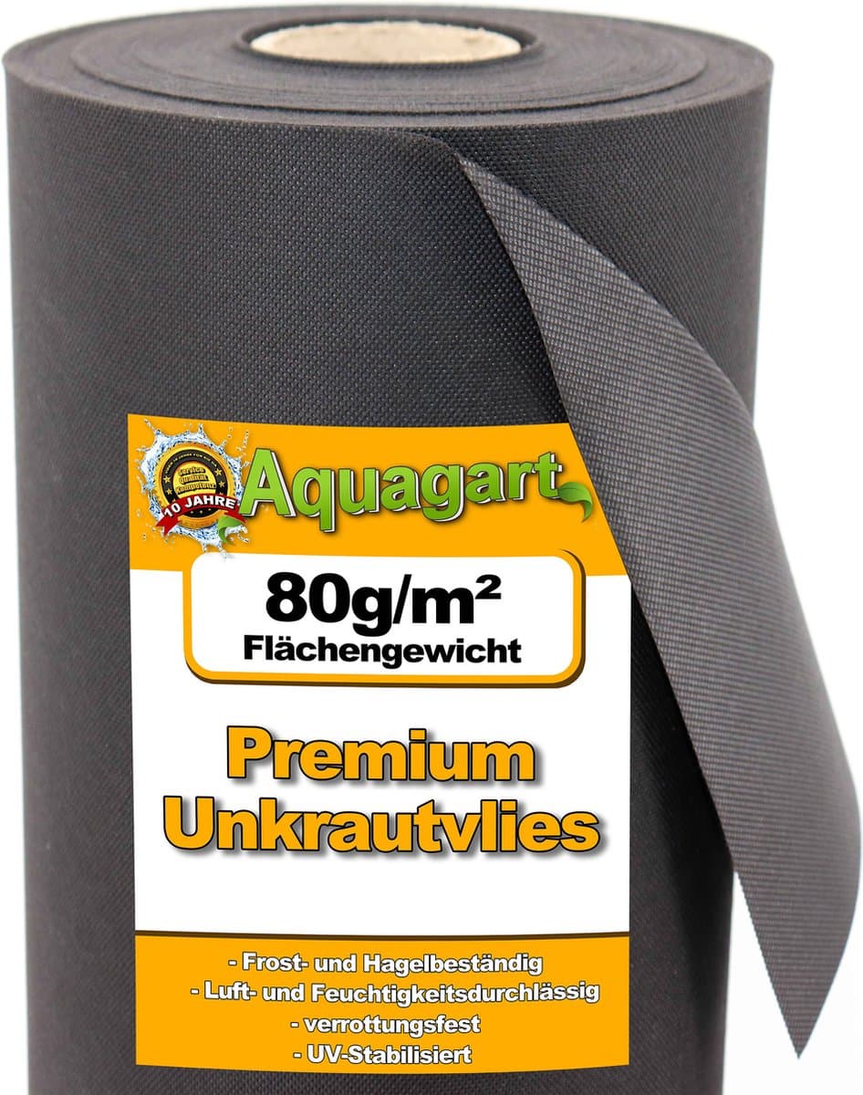 112 m² tuinvlies, onkruidbestrijdingsvlies, mulchvlies, 80 g, 1,4 m breed