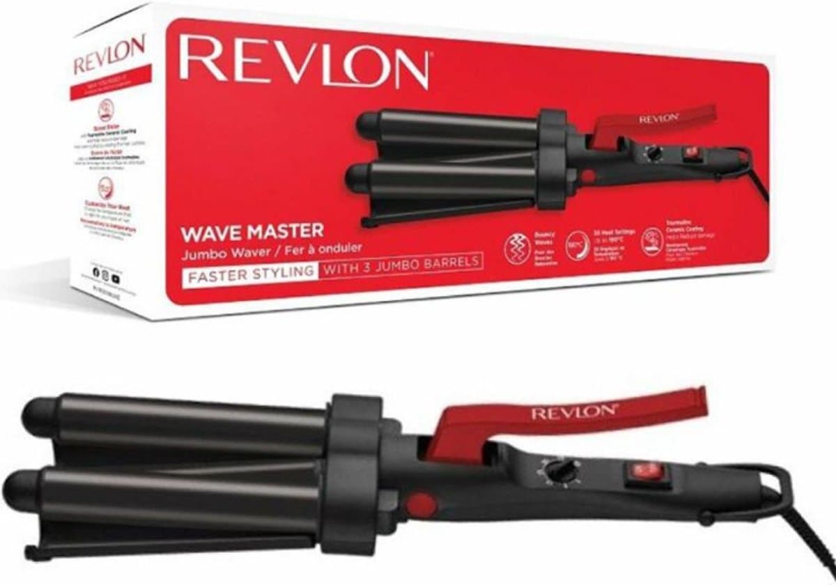 Revlon RVIR3056UKE Wave Master Jumbo golftang (drie grote buizen, keramische coating met toermalijn, 30 temperatuurstanden tot 190°C)