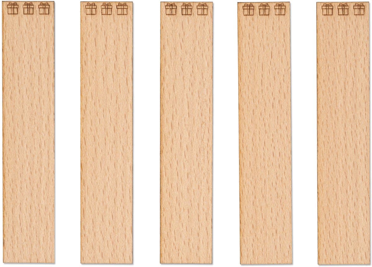 TopWosk Serie - Houten Lonten met Gravure - 100x20x1 mm - Natuurlijk - FSC Gecertificeerd