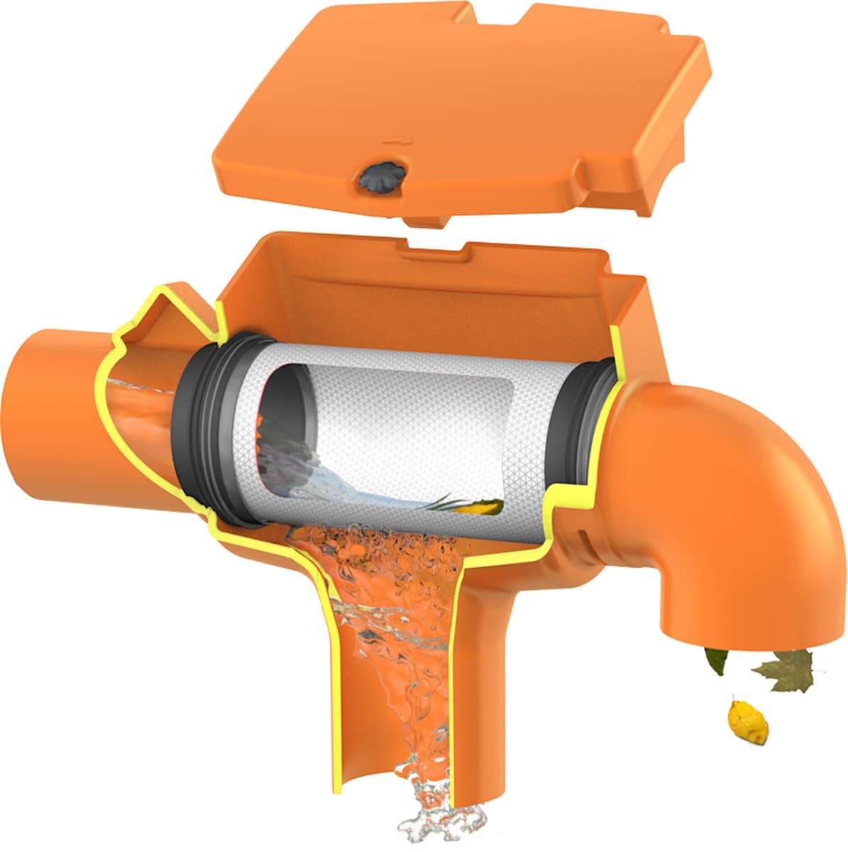 GARANTIA SUPRA-filter intern met gebogen afvoer
