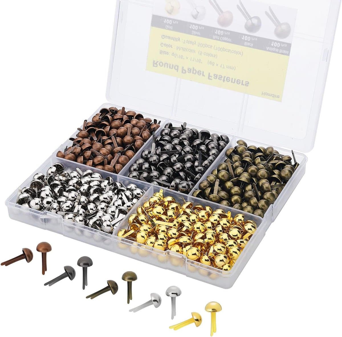 Papier Bevestigingsmiddelen - Metalen Splitpennen - Papier Ambachten - Grote Set - 8 x 17 mm - Veelkleurig