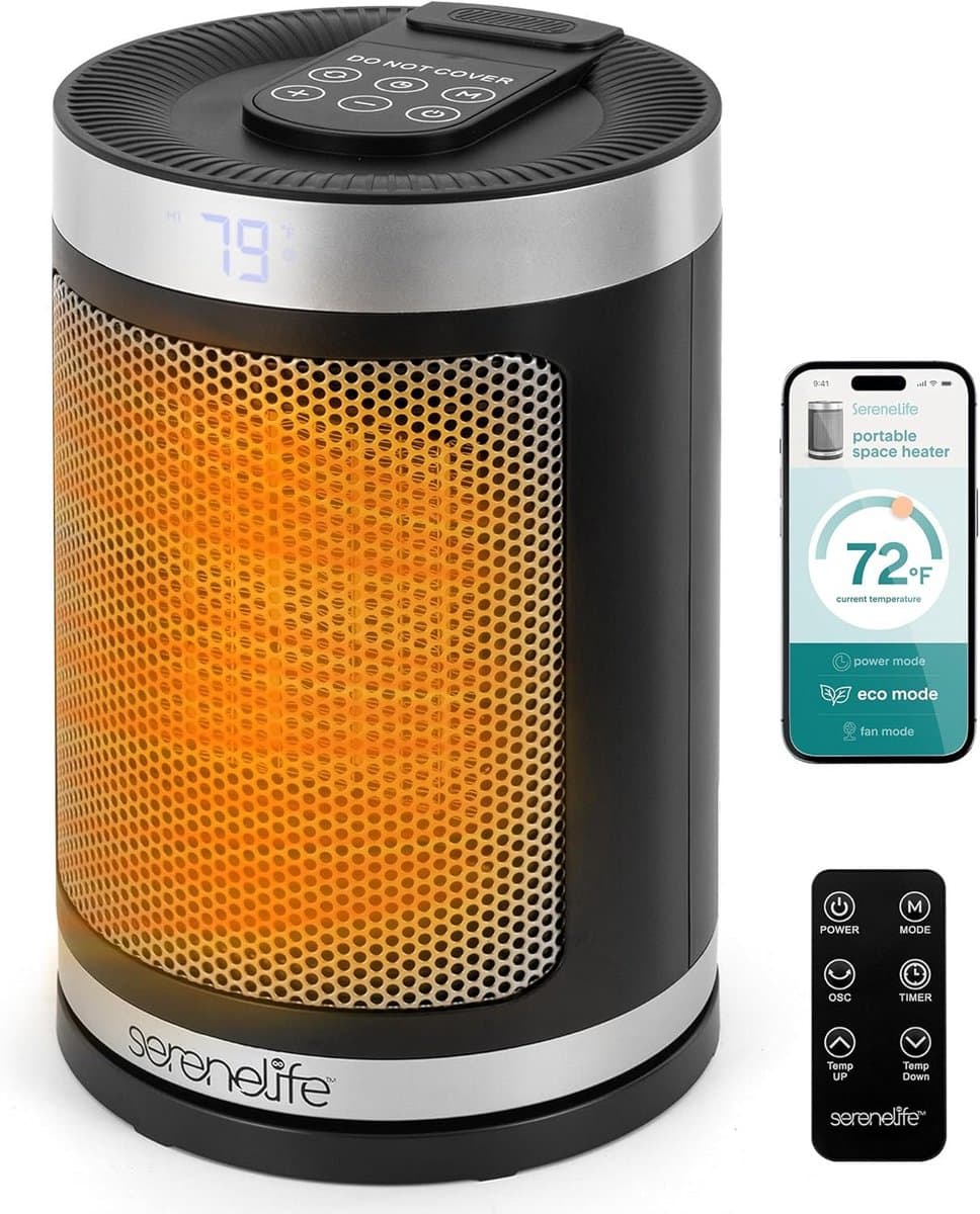 Draagbare Keramische Ruimteverwarmer met Wifi, Thermostaat en Afstandsbediening - 1500W Elektrische Verwarming
