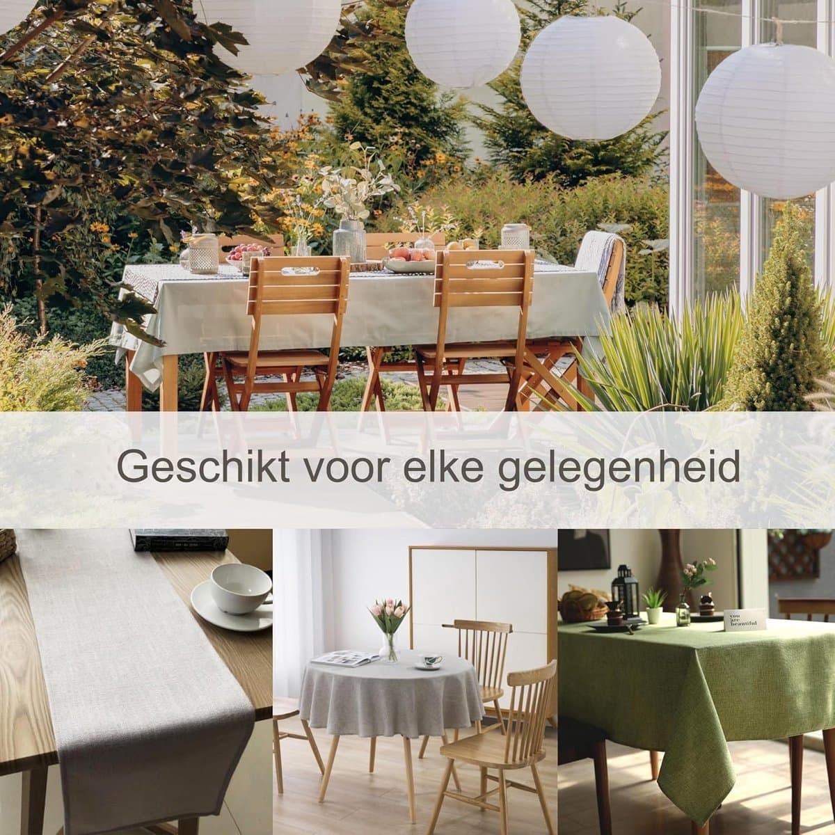 Waterafstotend Tafelkleed Linnenlook Kanten Woonkamer en Tuin - Vlekbestendig en Wasbaar - Donkergrijs 150x300cm