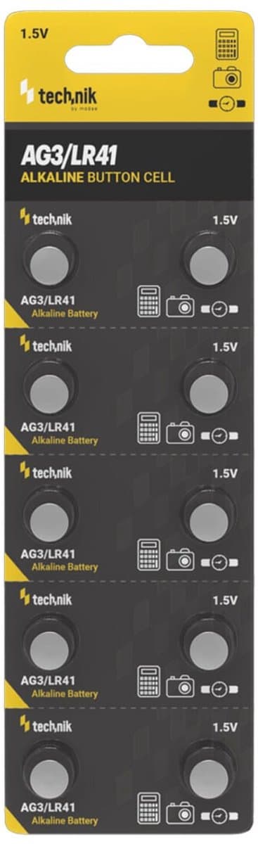Technik Knoopcel Batterijen AG3 / LR41 / 192 / 392 - 1.5V - Alkaline - Blister van 10 stuks