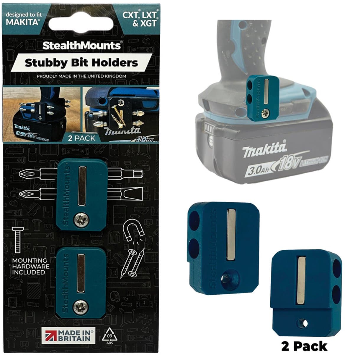 StealthMounts Stubby magnetische bithouder voor Makita - Blauw - BH-MK-S-BLU-2