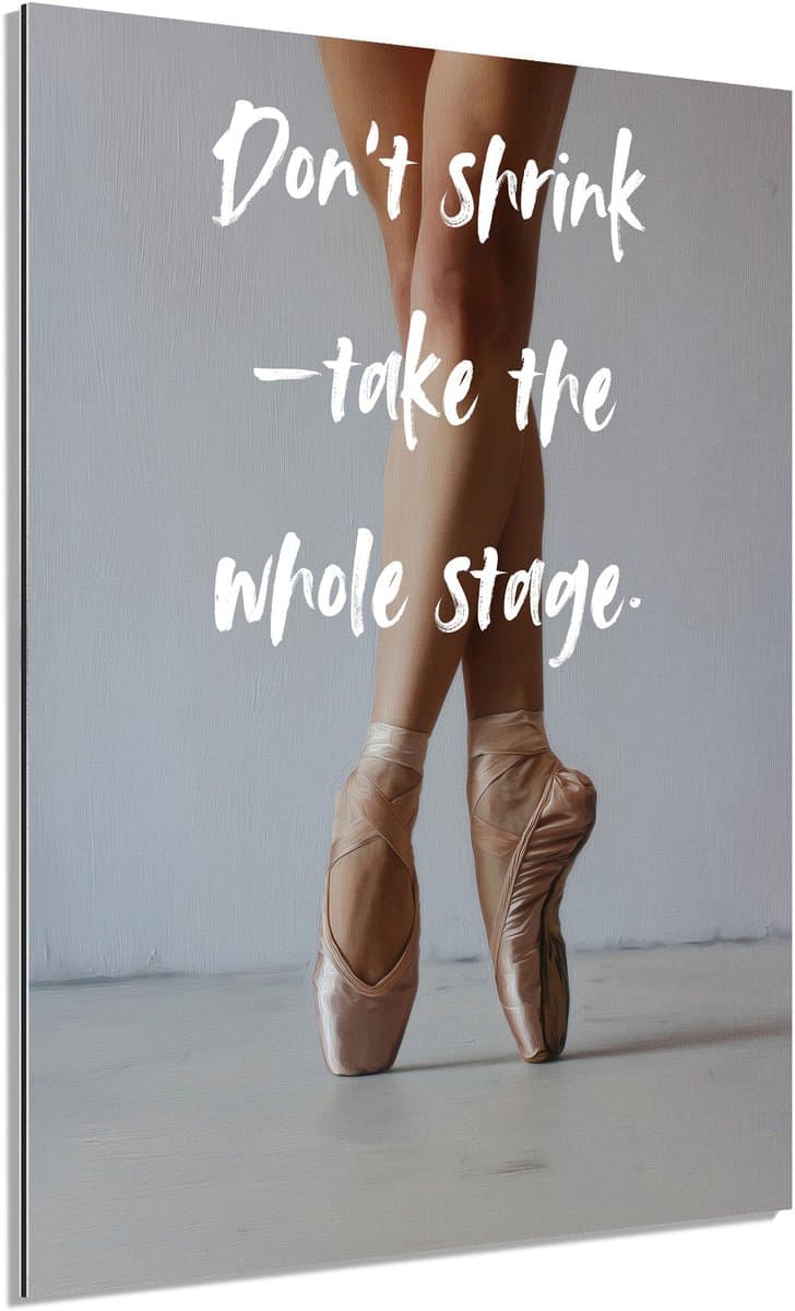 Stage pointe schoenen beige - Schilderij 100x150 cm - Wanddecoratie op Aluminium Dibond - Aluminium Wandpaneel