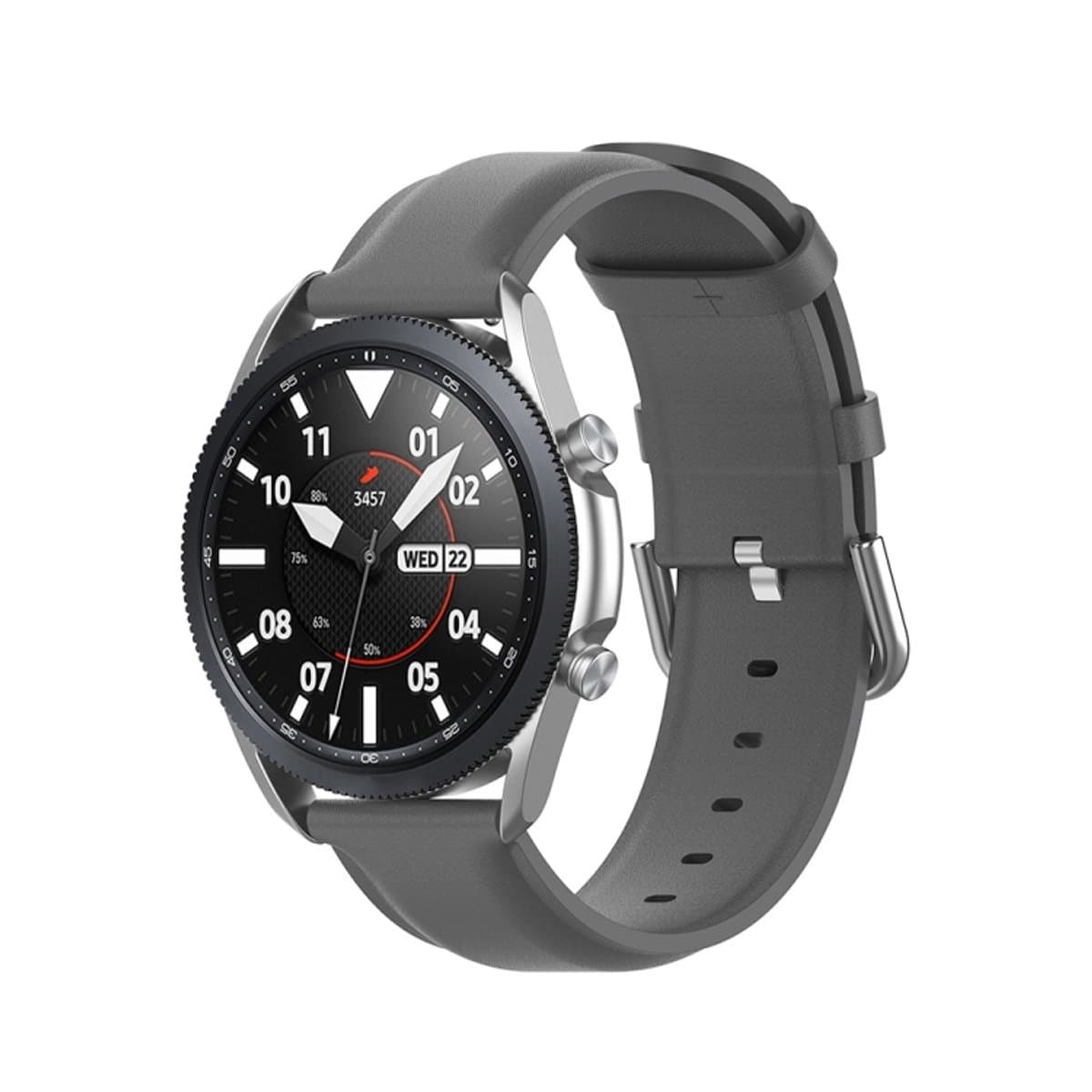 Voor Galaxy Watch 3 41 mm ronde staart lederen band, maat: gratis maat 20 mm (grijs)