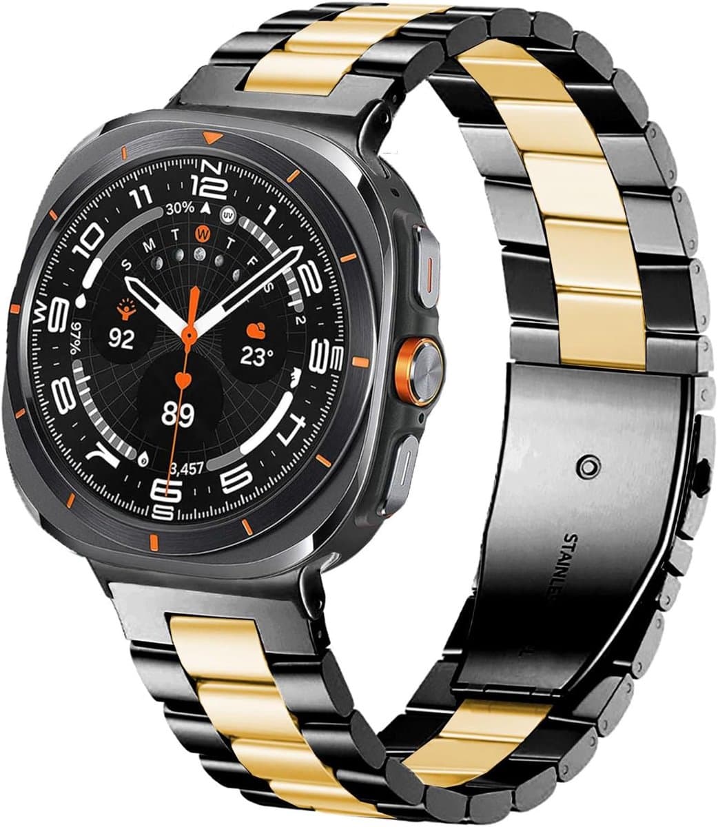 DEALELE Starp Compatible with Samsung Galaxy Watch 7 Ultra(47mm), Seamless Stainless Steel Metal Replacement Bands for - ShopVlot