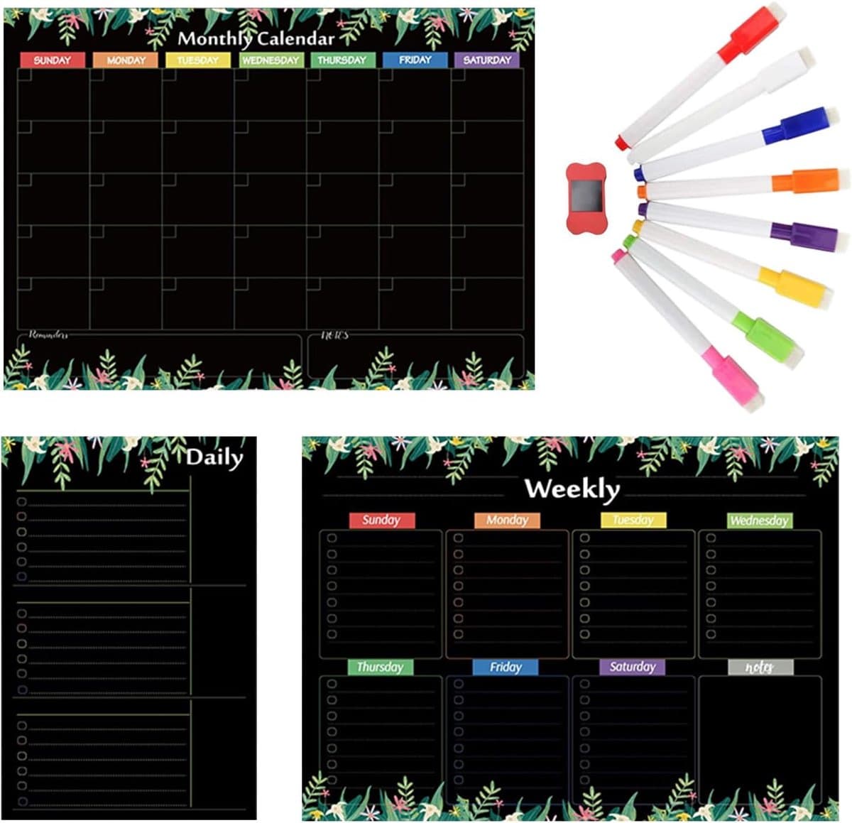 Koelkastkalender Set - Magneet Planner - Dagelijkse Planning - Robuust Scheurbestendig Design - Set van 3 - Wit
