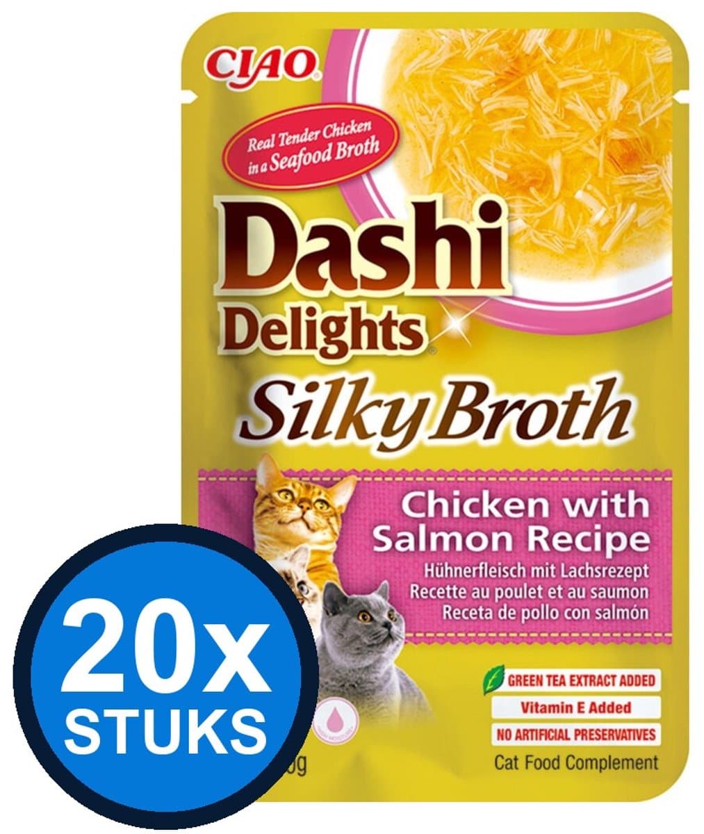 20x Ciao Dashi Delights silky broth cat chicken&salmon 40gr
