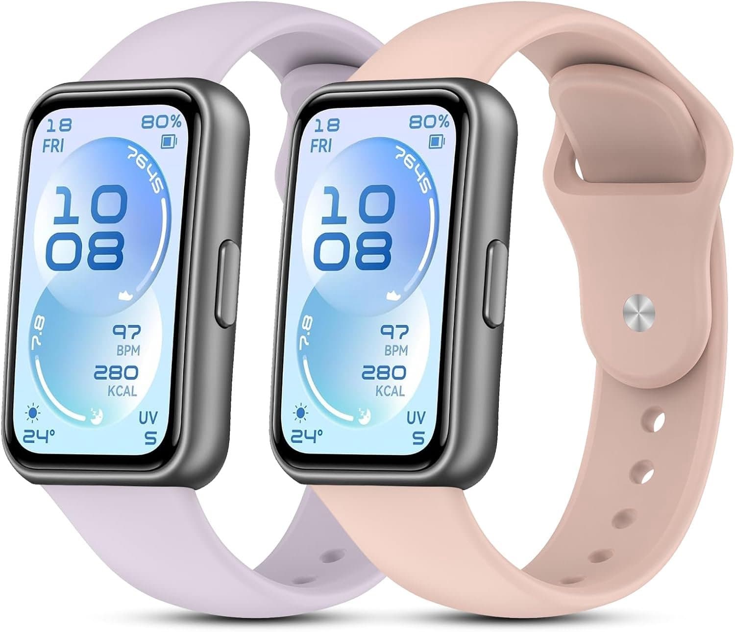 2 siliconen armbanden, compatibel met Huawei Band 11/11 Pro, zacht, ademend, waterdicht, sportief, licht, verstelbaar - ShopVlot