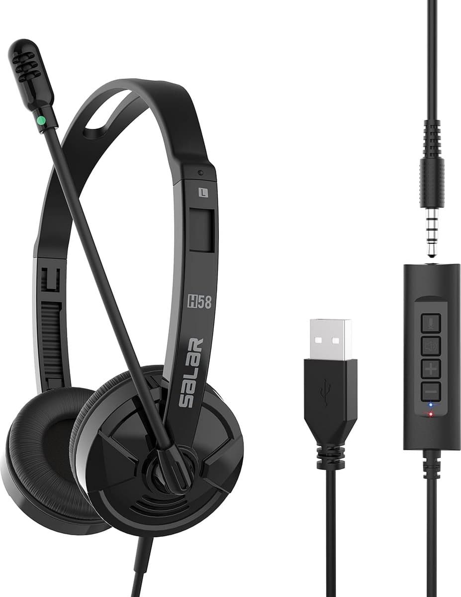 USB & 3.5mm Headset met Microfoon en Volumeregeling voor Zakelijk Gebruik