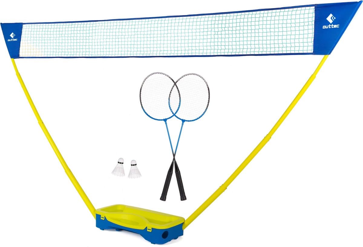 Outtec® Badminton Set - 2x Badmintonrackets - 2x Badminton Shuttles - 1x Badminton Net met Palen - 1x Koffer - Badmintonset - 300 x 150 cm
