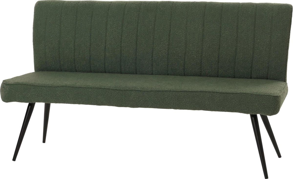 Bank MCW-K16, eetkamerbank gestoffeerde bank, rugleuning stof/textiel bouclé metaal 160cm ~ groen
