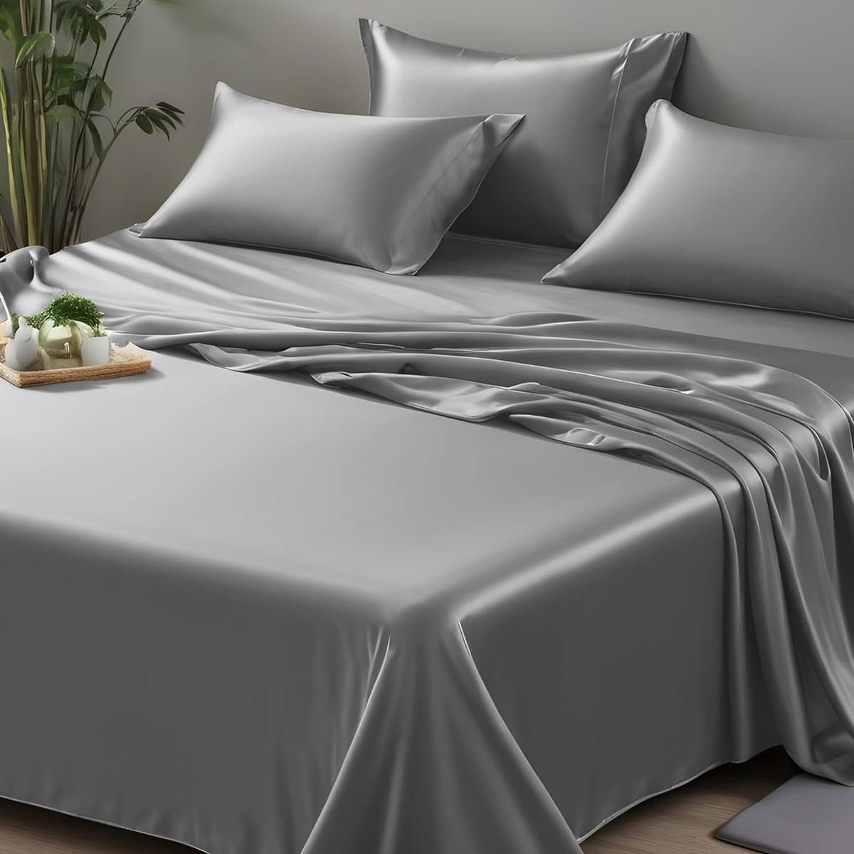 Plat Laken - Bamboe Laken - Comfortabel Slapen - Gemaakt van Bamboe - Eenpersoons - Lichtgrijs