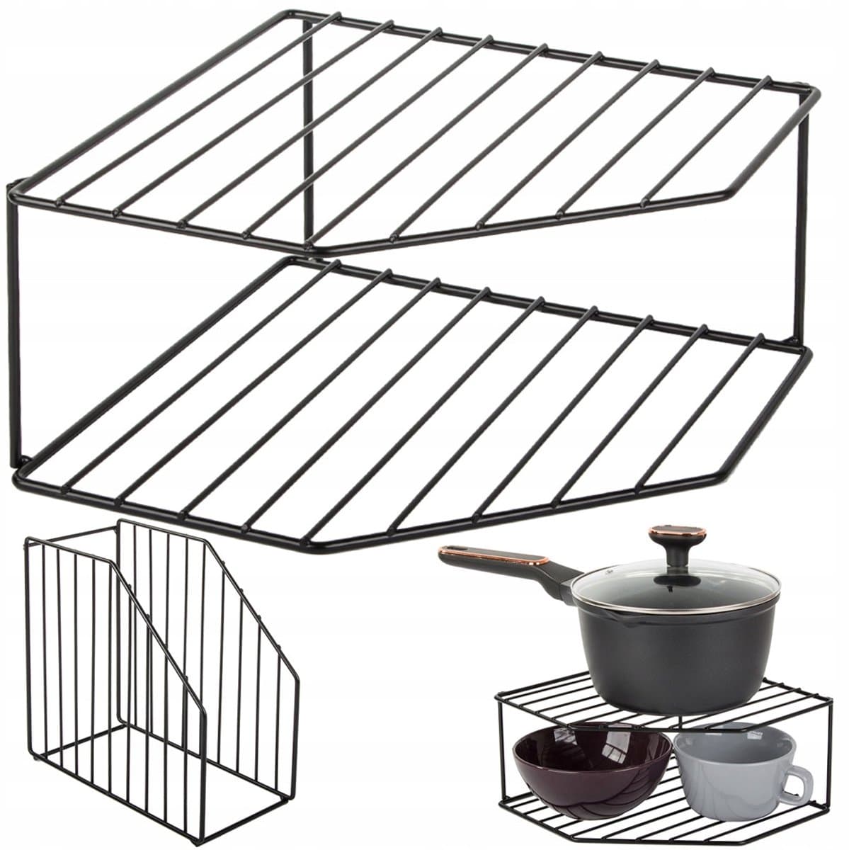 Keukenrek - Bordenrek hoekkast - Servies - Badkamerrek - Metaal - Zwart