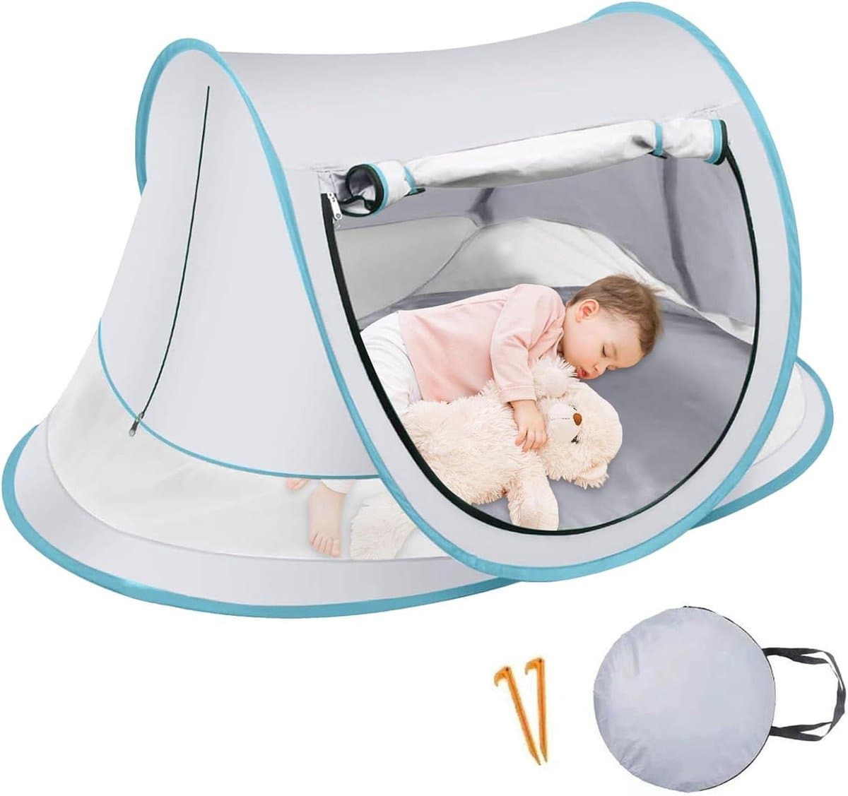 Baby Strandtent - Zonnedak Kinderen - Spelen Buiten - UPF50+ Zonbescherming - 110x70x50 cm - Hemelsblauw