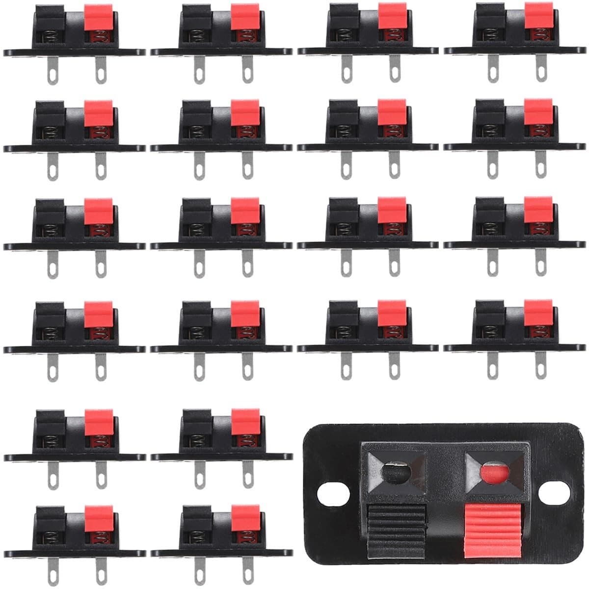 Dailygoods - Dailygoody - Speaker Terminal Block - 2-Weg - Klemverbinder voor luidsprekers - 20 Stuks - Duurzaam en eenvoudig te installeren - Perfect voor audiove...