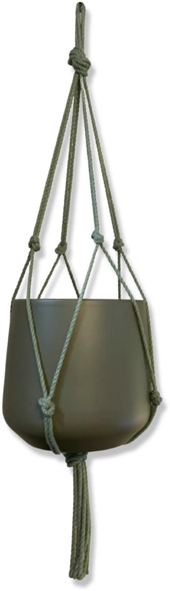 Minimalistische Plantenhanger - Kies kleur en lengte - Olijfgroen - 40 cm lang - Katoenkoord - Geschikt voor Pot met Diameter van c.a. 8 cm - Handgemaakt in ons Macramé Atelier - Prijs per Stuk - Let op: Exclusief Pot - Inclusief Verzendkosten
