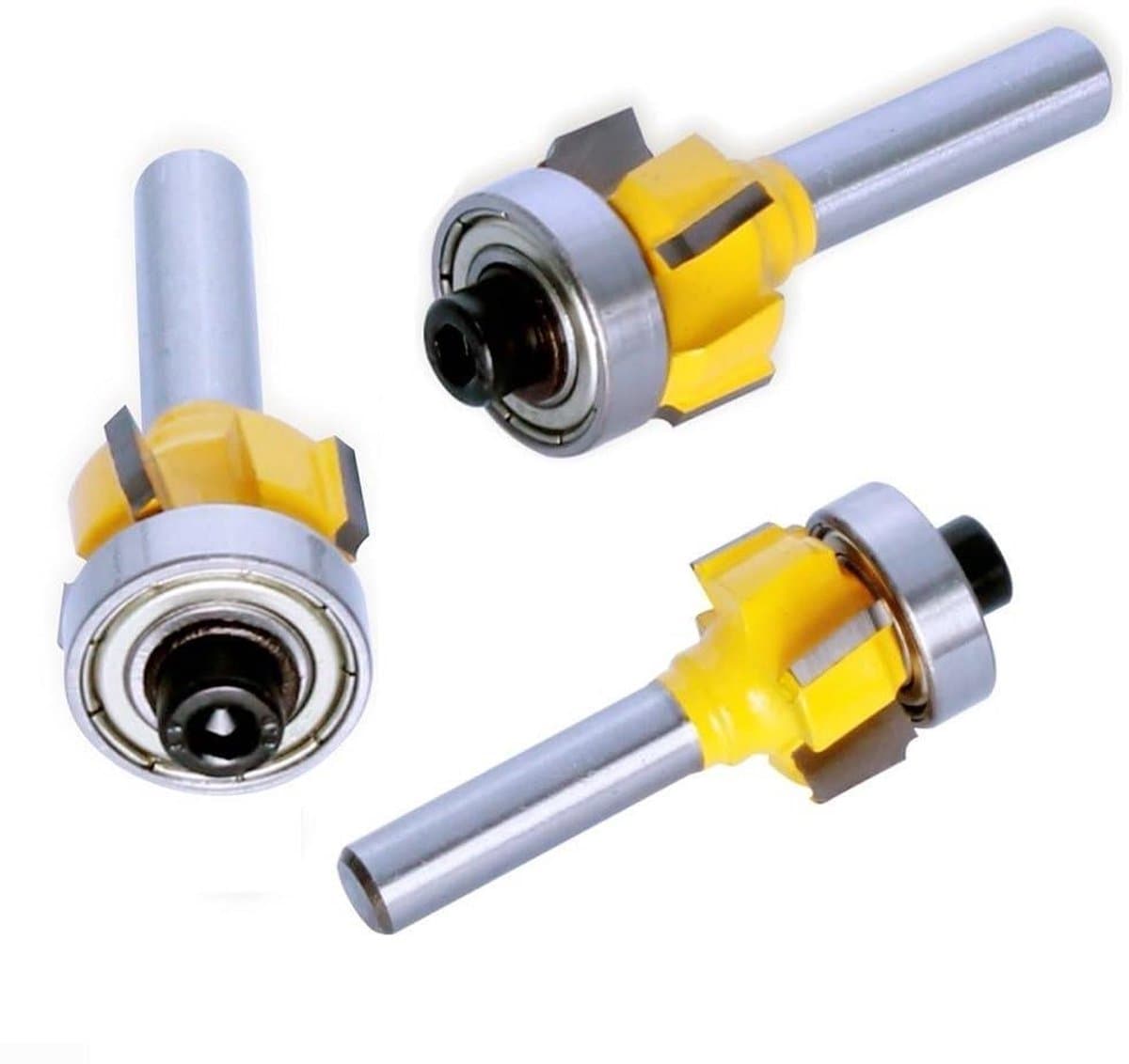 Hout Router Bit - Frees Bit - Randafwerking Hout - 4 Tanden Ontwerp - 8mm Schacht - Geel