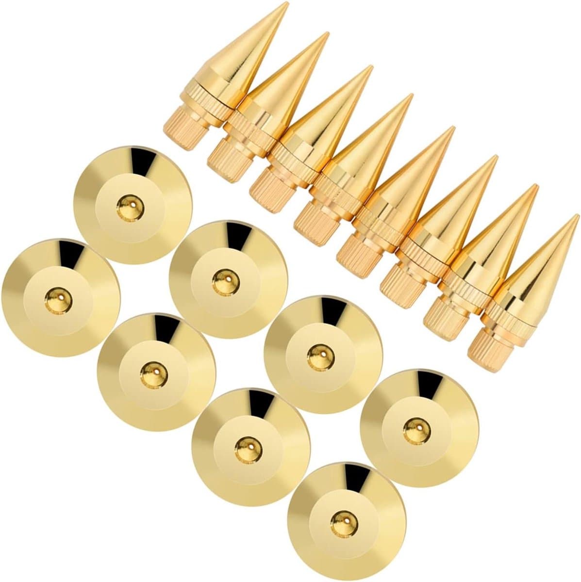 Luidsprekerspikes - Isolatiespikes Voeten - Audio Verbeteren - Hoogte Afstemmoer - 8 Stuks 36x6mm - Kopergoud