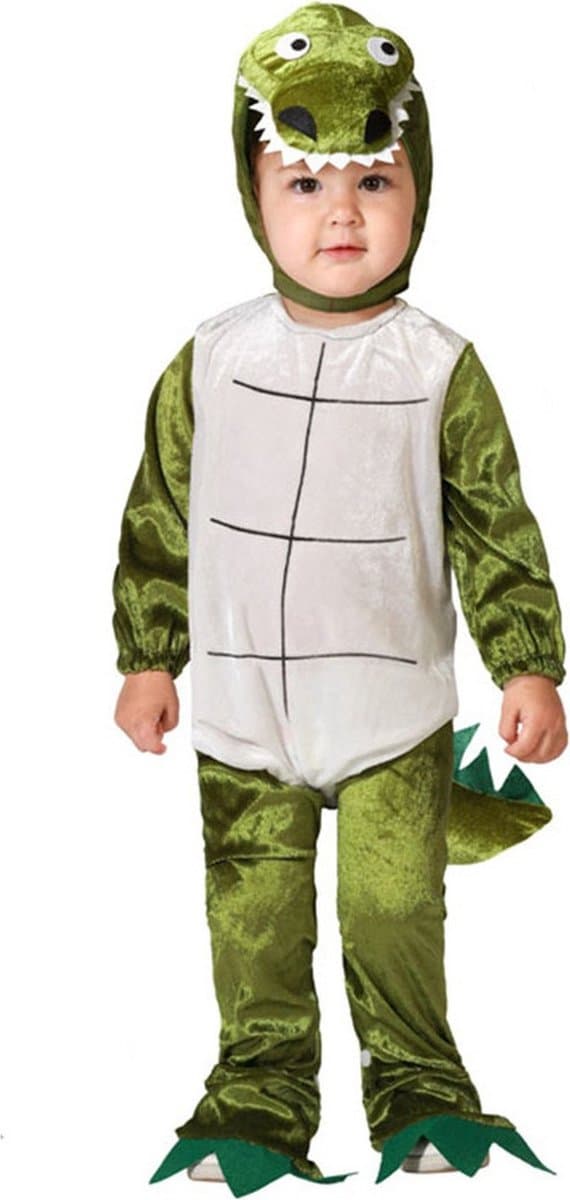 Atosa Verkleed set voor peuters - krokodil - donkergroen - 2-delig - carnaval verkleedkleding 12-24 mnd