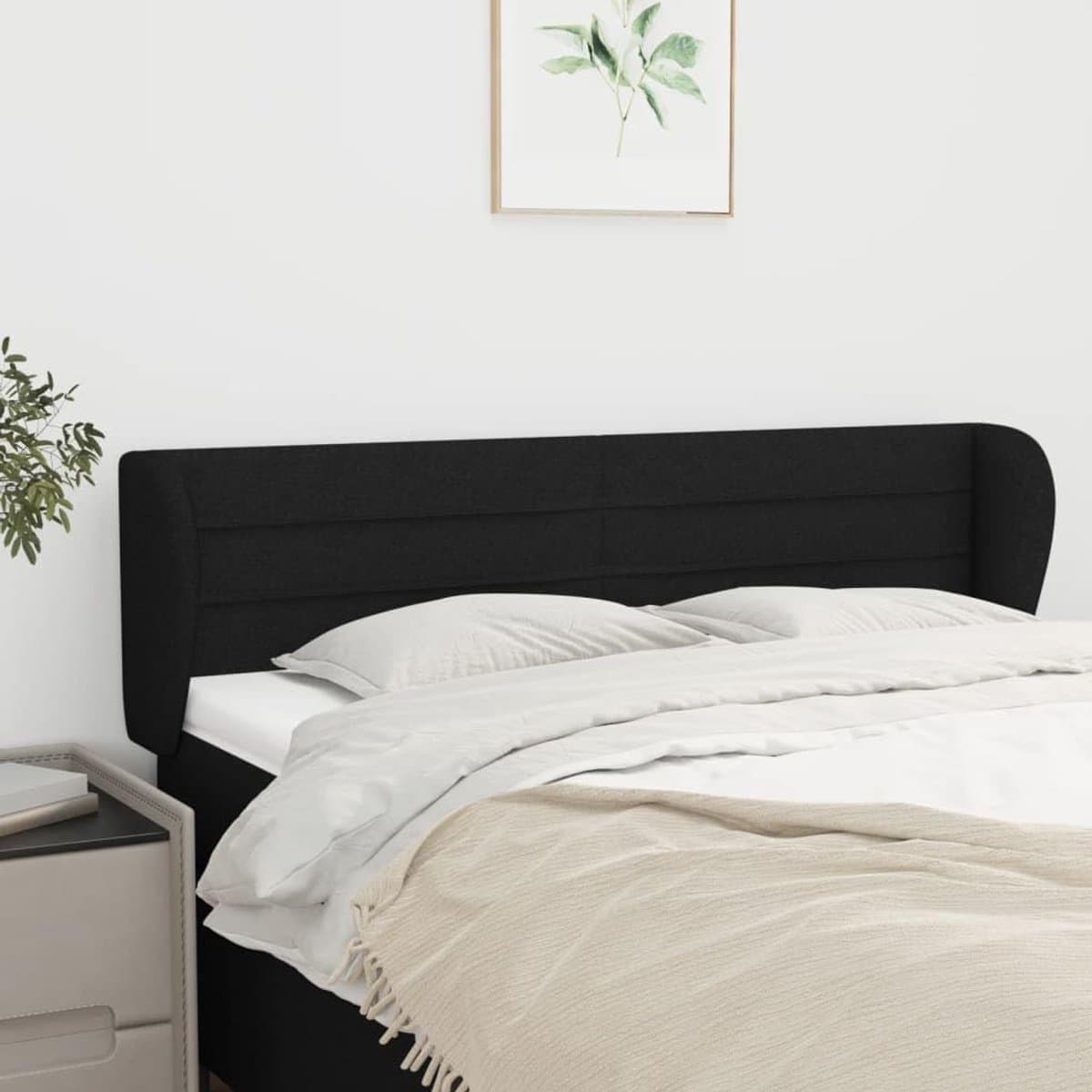 Hoofdbord met Oortjes - Bed Rugleuning - Slaapkamer Decoratie - In Hoogte Verstelbaar - 147x78/88cm - Zwart