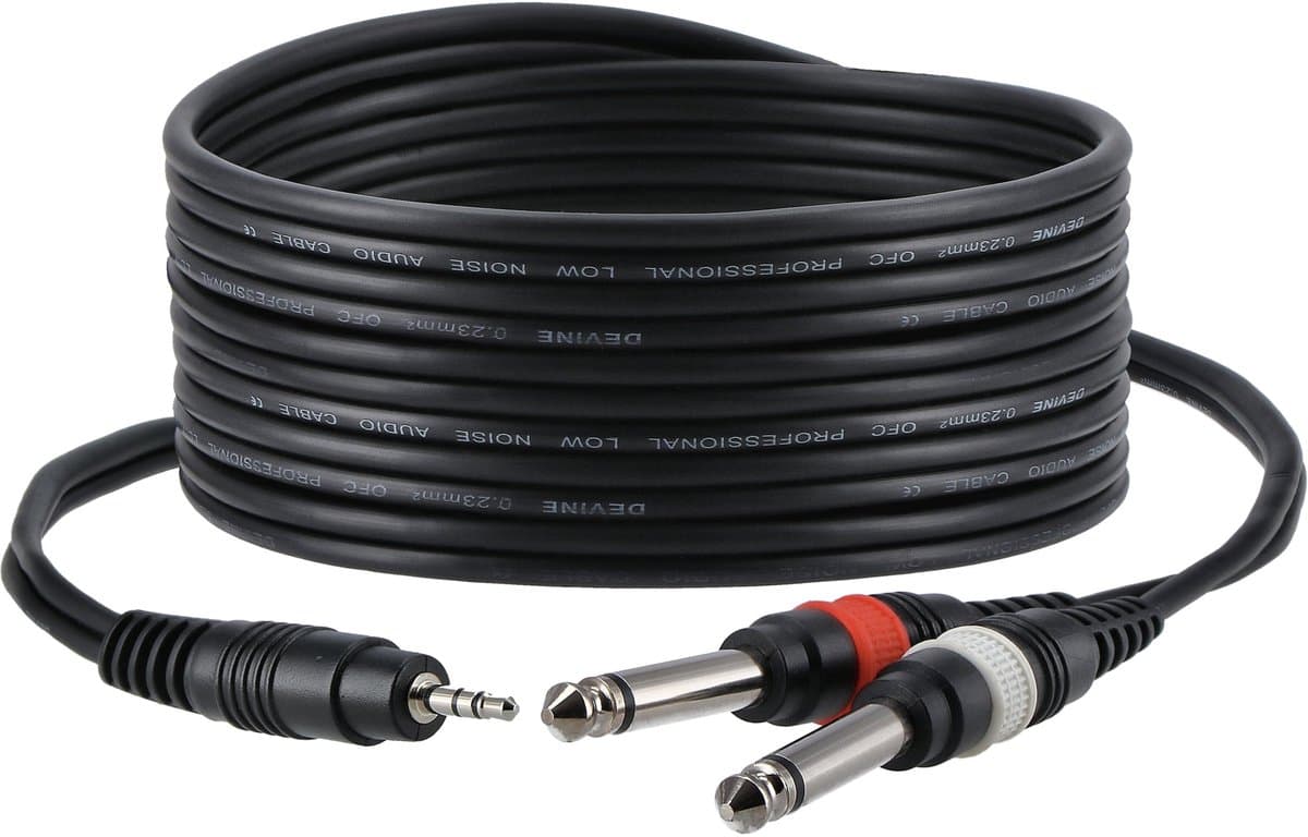 Devine VA5030 jack 3.5mm stereo-2x jack male 3m verloopkabel