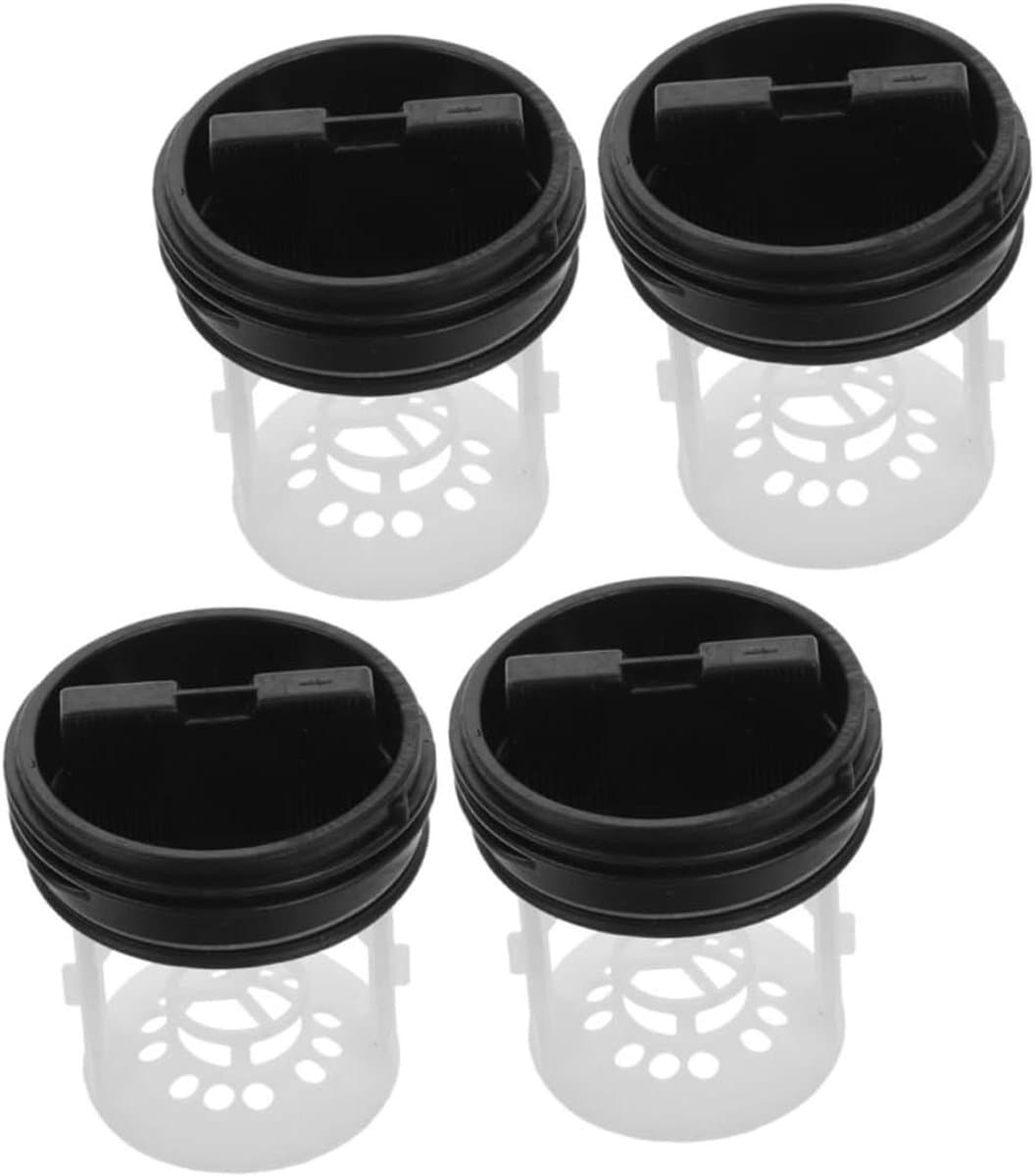 Allecto Plus - Set van 4 Plastic Wasmachine Aftapplug Filters - Waterfilterdop - Aftappompafdekking - Filterscherm - Voor Rolrol Druispoelen