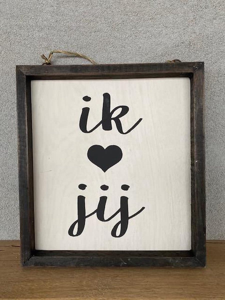 Tekstlijstje ik (hartje) jij / tekstbordje / liefde / cadeau