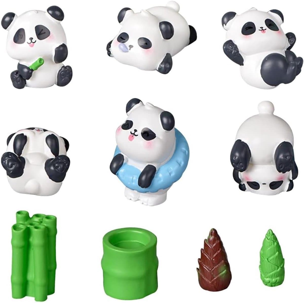 Schattige Panda Figuren voor Taartdecoratie en Tuinversiering - Set van 10, Perfect voor Kinderfeestjes en Cadeaus