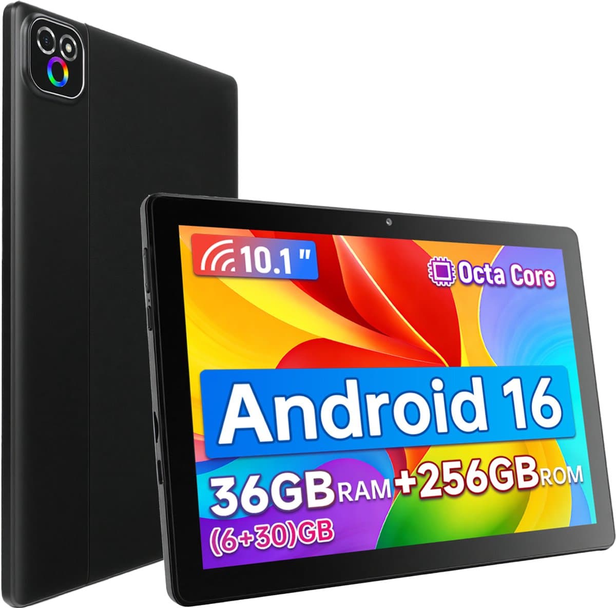 Android 16 Tablet - 10.1 inch Tablets - 256GB - 5G WiFi - Octa-core - 6000mAh - Gemini AI - Zwart