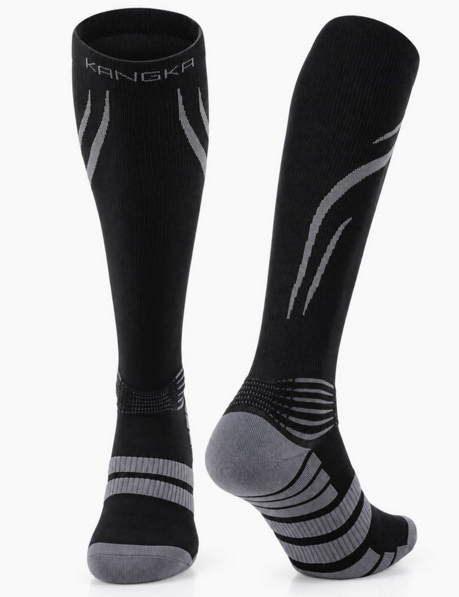 KANGKA® Max2108 Compressiekousen maat L/XL (40-43) met 20-30 mmHg - Compressie Sokken voor Hardlopen - Steunkousen - Sportsokken - Hardloopsokken - Steunkousen - Zwart