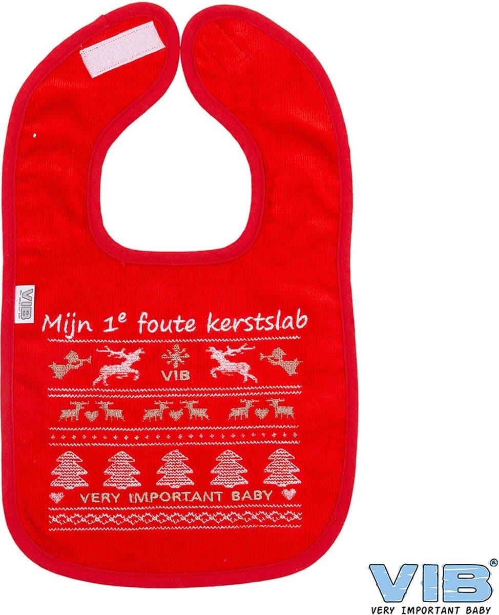 VIB® - Slabbetje Luxe velours - Mijn 1e foute kerstslab Rood - Babykleertjes - Slabbetjes - zwangerschap aankondiging - baby aankondiging