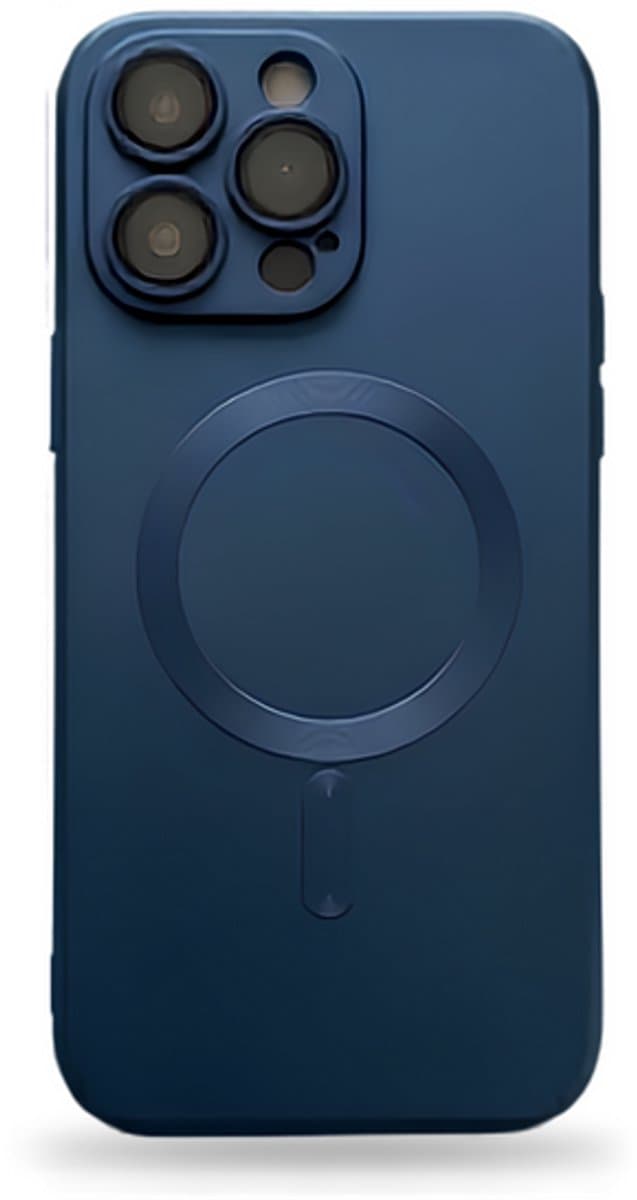 Voor iPhone 17 Pro Max MagSafe Silicone Hoesje met Camera Glass Protector / Luxe en Sterke Bescherming / Blauw