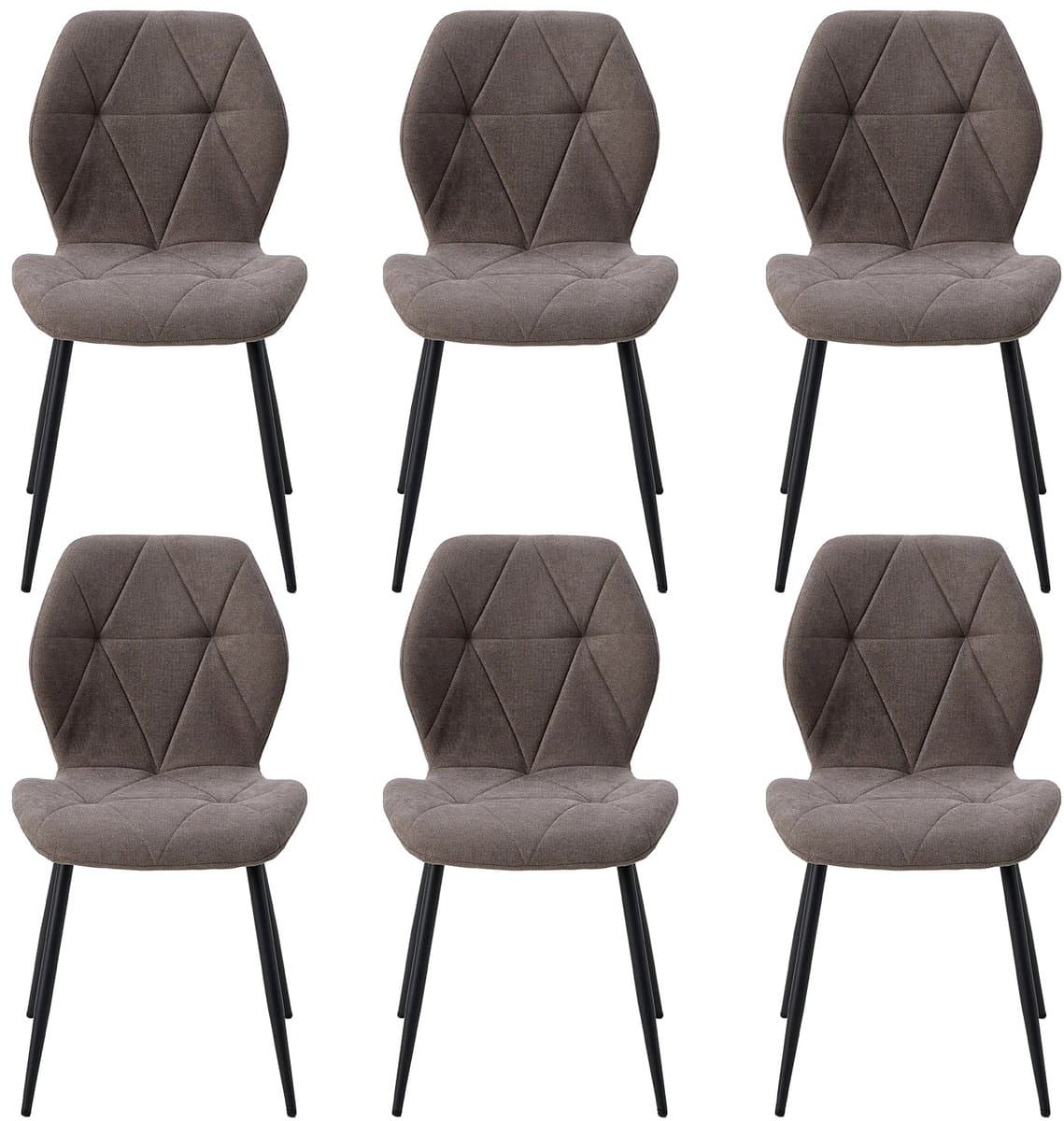 Brandistry - Eetkamer Stoelen - Stoelen - Eetkamer - Set Van 6 - Moderne Eetkamerstoelen - Stalen Poten - 48x42x86 - Bruin