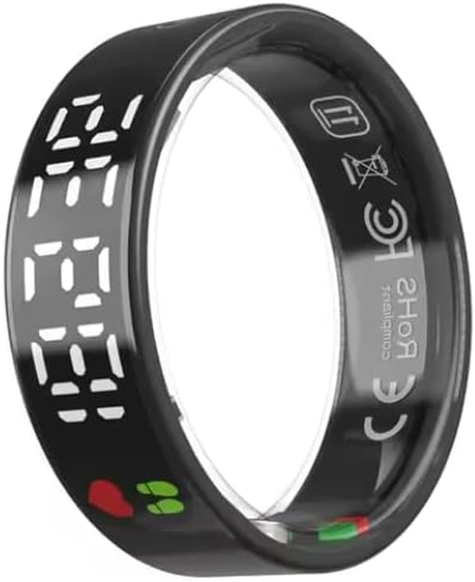 Smart Ring - Fitness Tracker - Gezondheid Monitoren - Touchscreen Bediening - 18.2 mm - Zwart