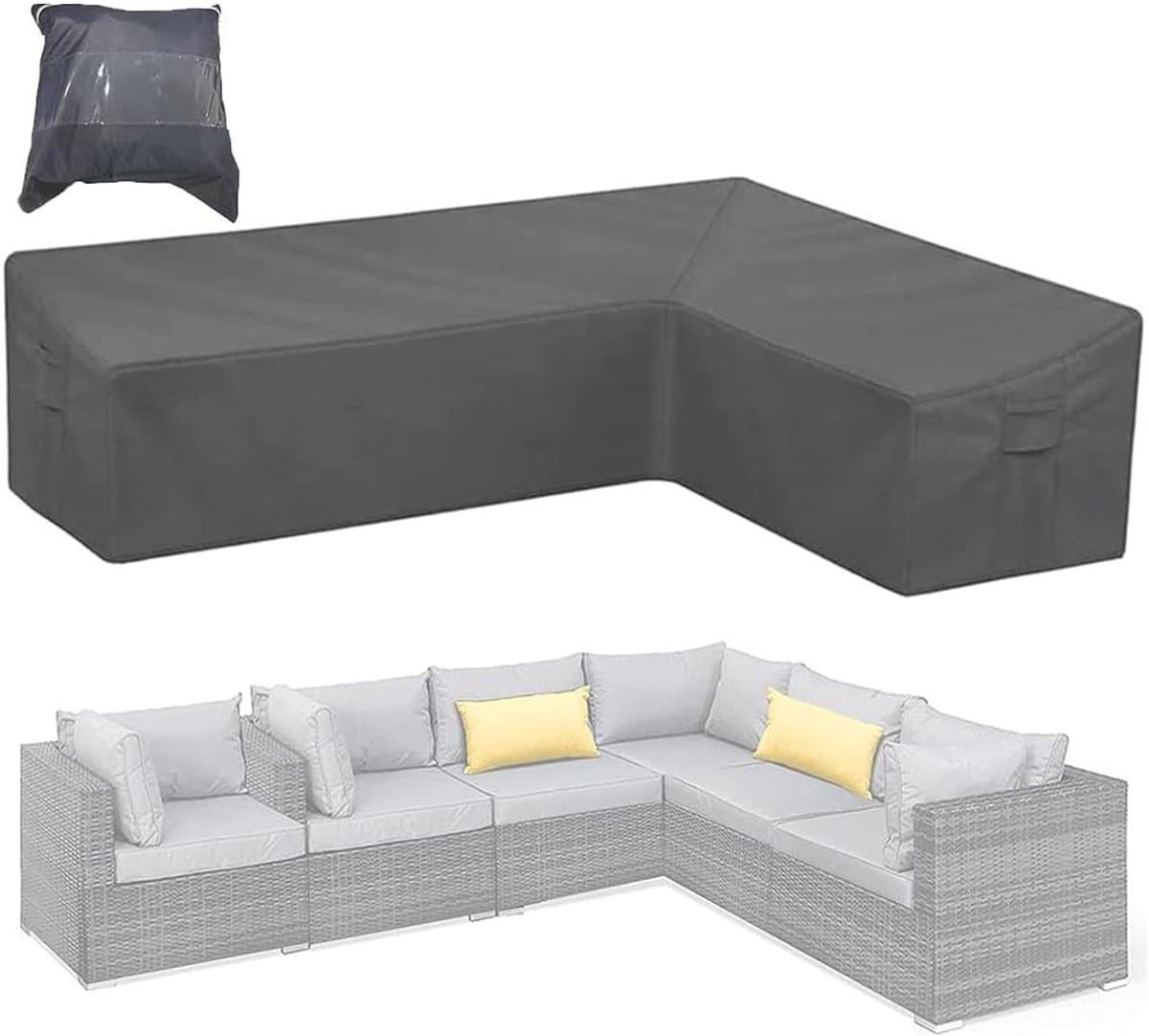 Bankhoes Tuinmeubelen - Hoekbank Beschermhoes - Bescherming Buitenmeubels - Waterafstotende Oxford Stof - 87x112 inch - Grijs