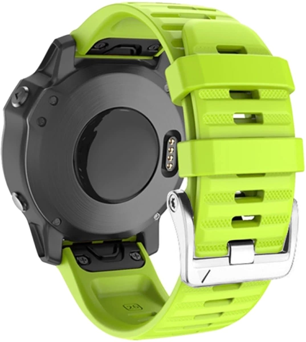 Voor Garmin Forerunner 965 / 955 / 945 / 935 schroef zilveren stalen gesp siliconen horlogeband (groen)