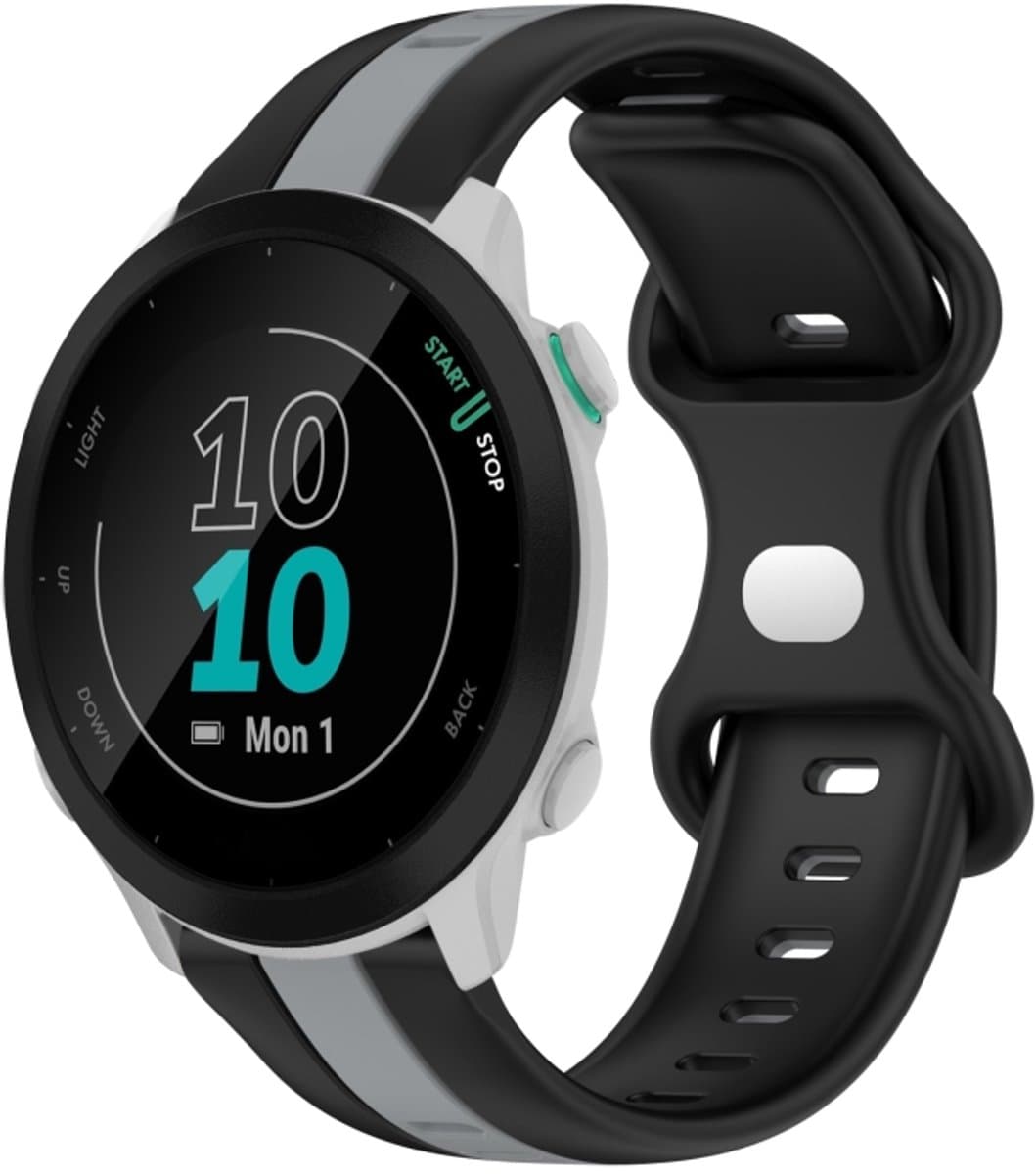 For Garmin Forerunner 55 20mm Butterfly Buckle Two-Color Silicone Watch Band(Black+Grey)