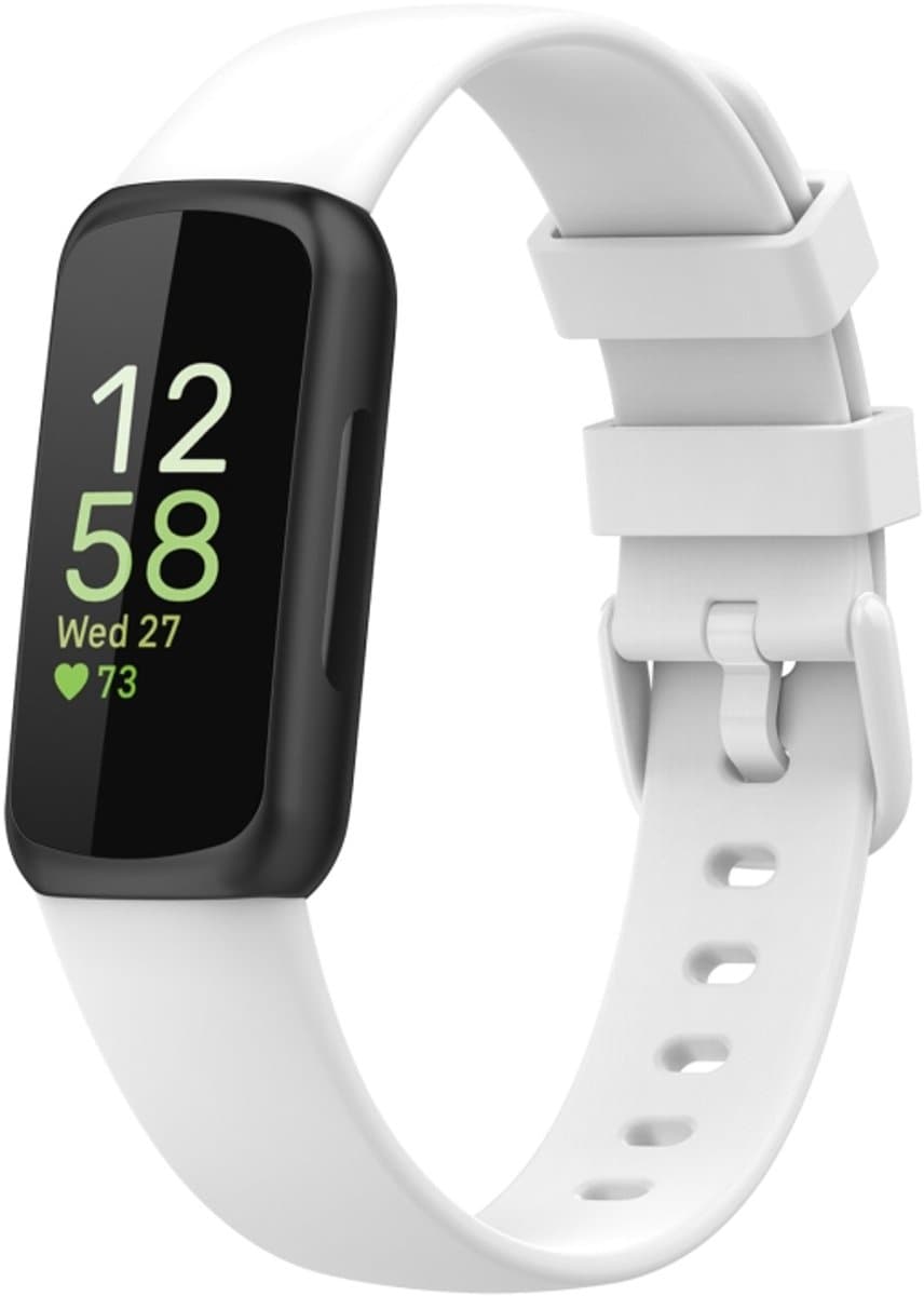 Voor Fitbit Inspire3 Effen kleur siliconen horlogeband, maat: S maat (wit)