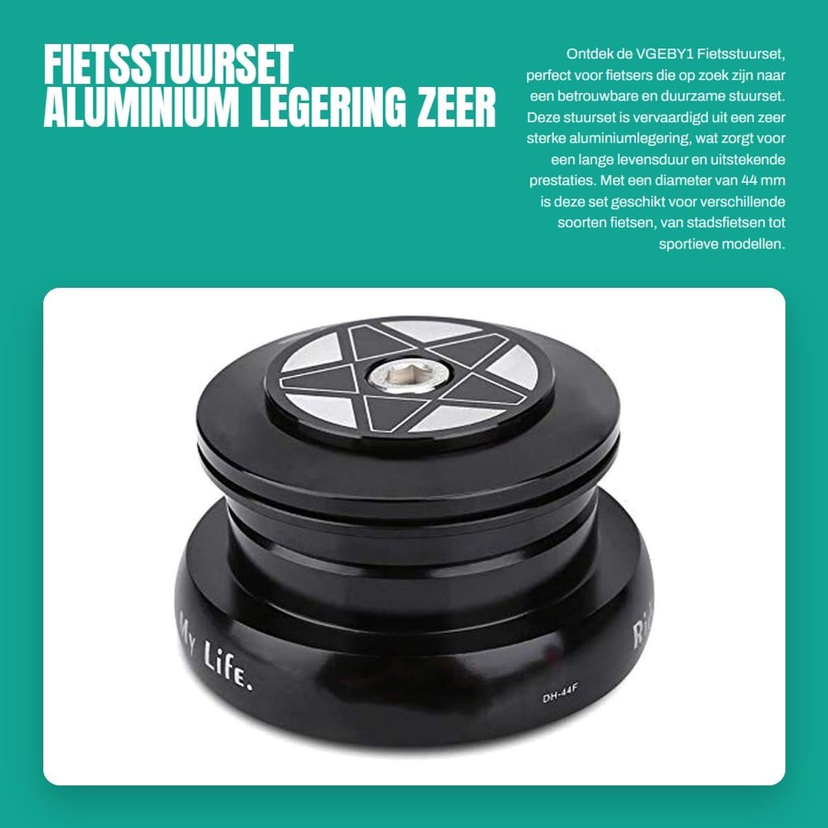 Dailygoods- Stuurset - 44 mm Lagers - Sterke Aluminiumlegering - Waterdicht - Flexibele Rotatie - Lange Levensduur - Fietsheadset