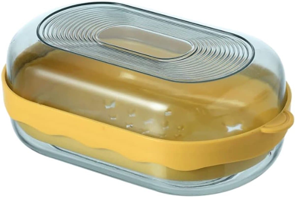 Reiszeepkist - Zeepbakje met deksel - Hygiënisch Werken - Verwijderbare afvoerlaag - 145 x 9 x 55 cm - Geel