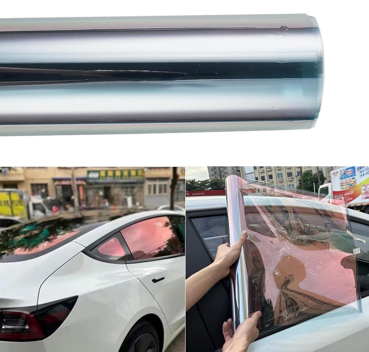 folie voor auto, 78% VLT rode kameleon, autoraam, inkt voor auto, voorruit, zijraam, optische kleurverandering raamfolie, zonwerende folie, auto (50 x 300 cm)